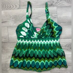 She's Cool Green and Black Patterned Camisole